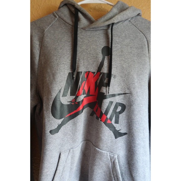 Nike Air Jordan Gray Hoodie with Black and Red Accents - Picture 4 of 5